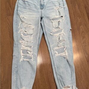 American Eagle Outfitters Blue Boyfriend Jeans Distressed Relaxed Fit